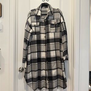 Amazon Black and White Plaid Button Down Shirt